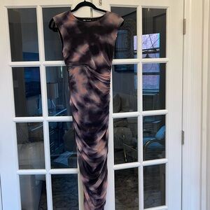 Zara Purple/Pink Tyedye Fitted Midi Dress